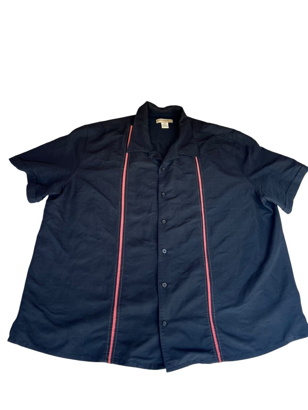 Men's Vintage Island Passport Cuban Cigar Lounge Resort Button Up Black Size 2XL